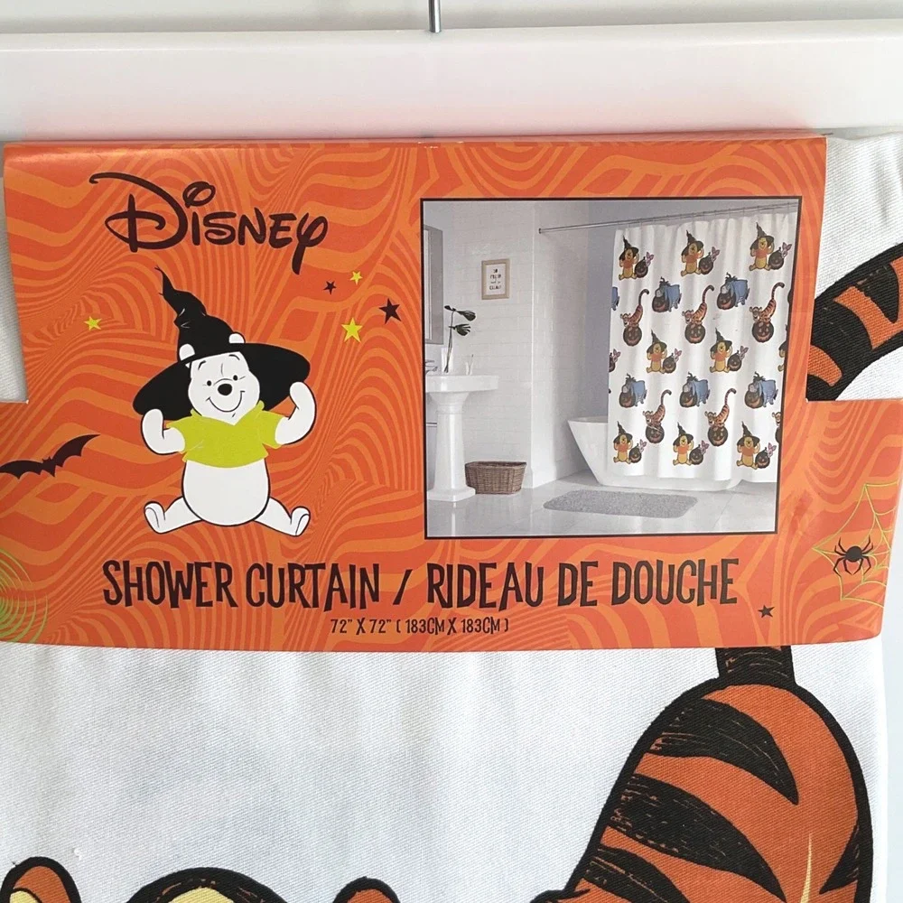 Disney Winnie the Pooh Halloween Shower Curtain  Tigger Eeyore Piglet 72x72 NEW